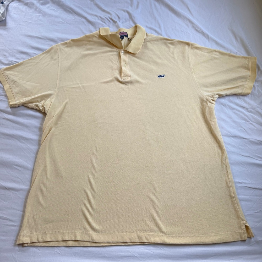 Vineyard Vines Mens XL Yellow Cotton Pique Short Sleeve Whale Logo Polo Shirt